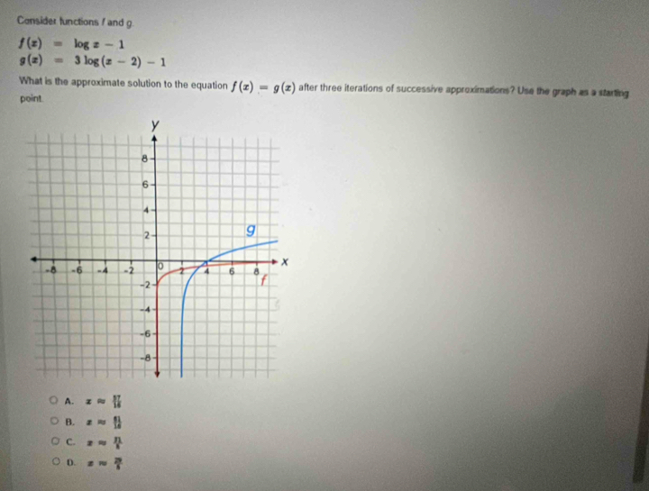 Solved: Consider functions / and g. f(x)=log x-1 g(x)=3log (x-2)-1 What ...