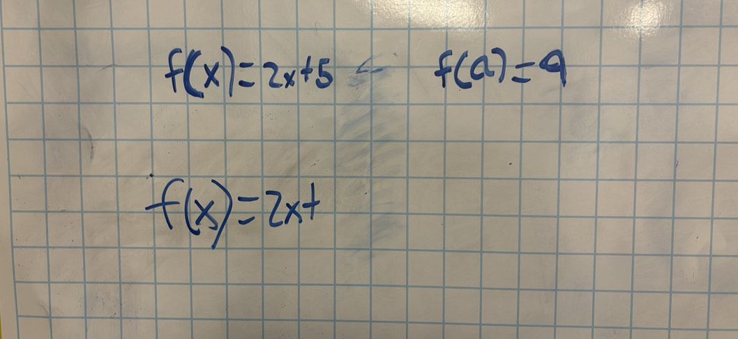 f(x)=2x+5
f(a)=9
f(x)=2x+