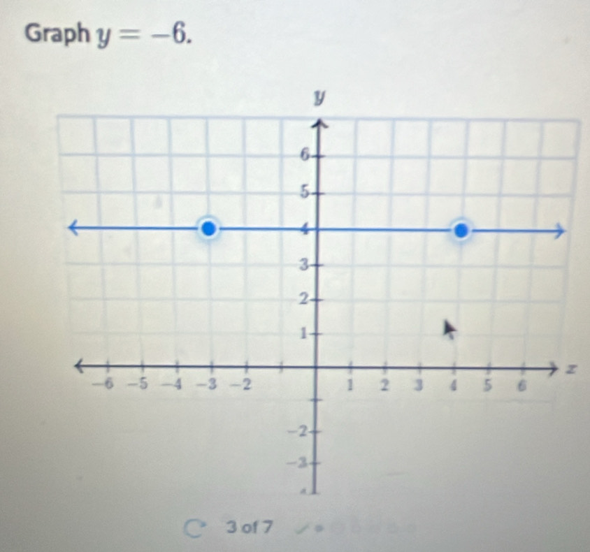 Graph y=-6.
z
3 of 7