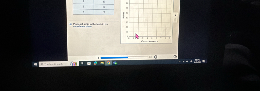 ← Plot each ratio in the table in the 
coordinate plane.
H
Type here to search