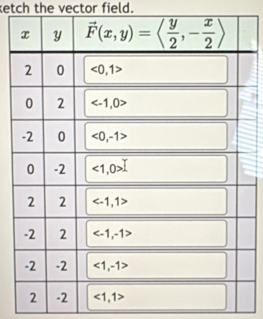 ketch the vector field.