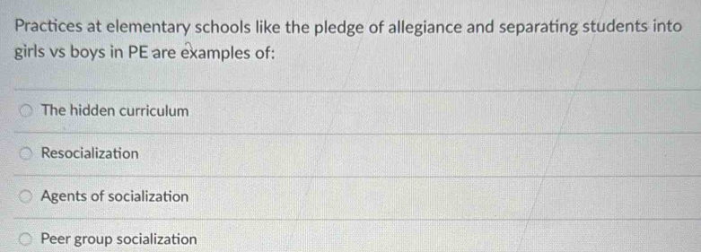 Solved: Practices at elementary schools like the pledge of allegiance ...