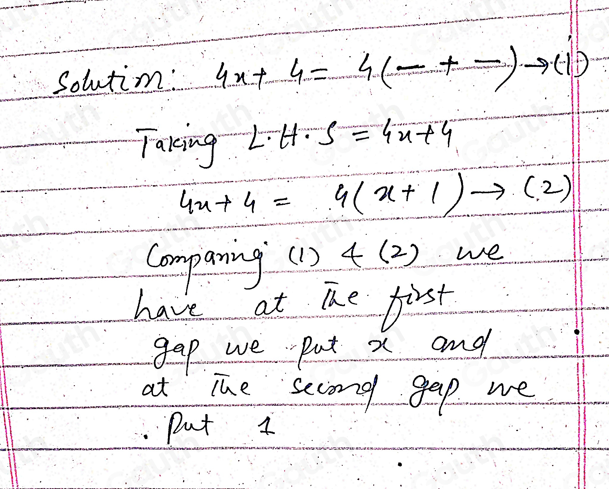 Solved: Fill in the gaps to factorise this expression. 4x+4=4 ...