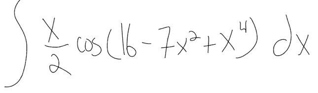 ∈t  x/2 cos (16-7x^2+x^4)dx