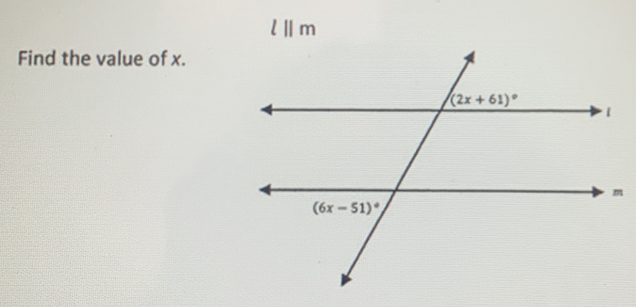 lⅡm
Find the value of x.