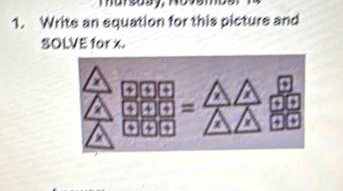 Write an squation for this picture and 
SOLVE for x.