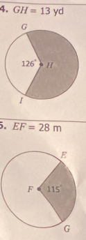 GH=13yd
5. EF=28m