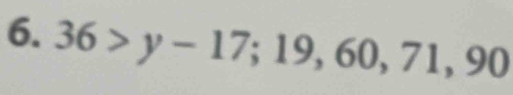 36>y-17; 19, 60, 71, 90