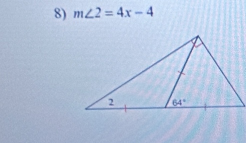 m∠ 2=4x-4