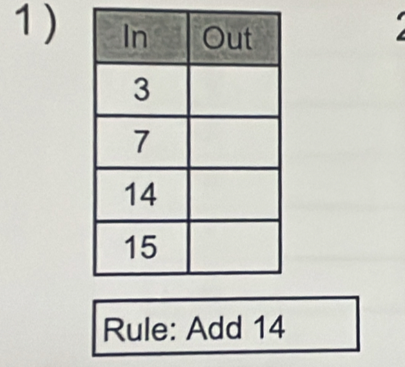 1 ) 
Rule: Add 14