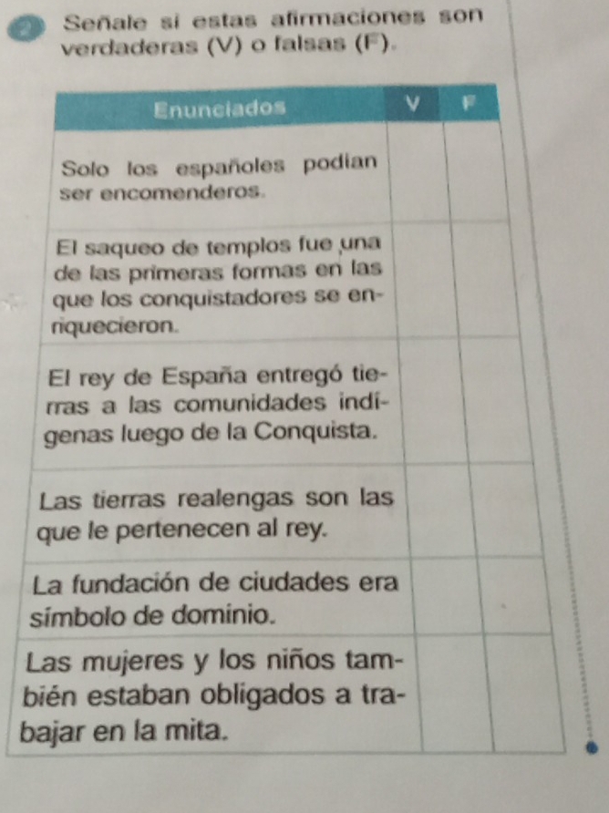 Señale si estas afirmaciones son
verdaderas (V) o falsas (F).
s
L
b
b