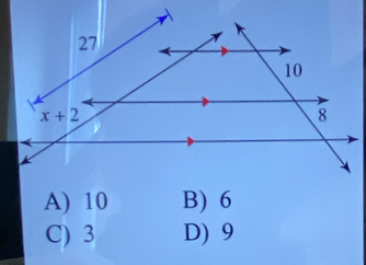 A) 10 B) 6
C) 3 D) 9