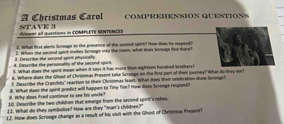 Solved: A Chrístmas Carol COMPREHENSION QUESTIONS STAVE 3 Answer all ...