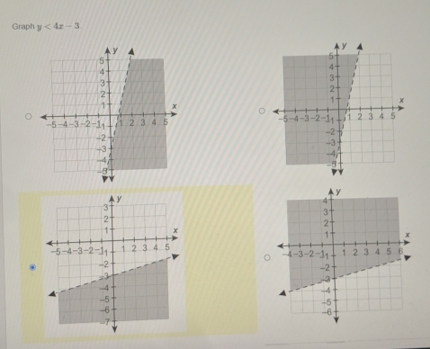 Graph y<4x-3</tex>