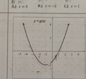 2
A.) x=0 B.) x=-2 C.) x=1