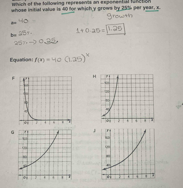 Solved: Which of the following represents an exponential function whose ...