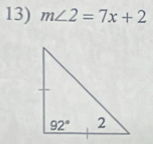 m∠ 2=7x+2