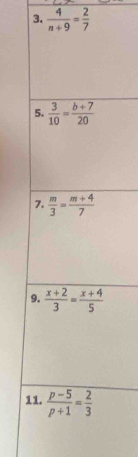  4/n+9 = 2/7 