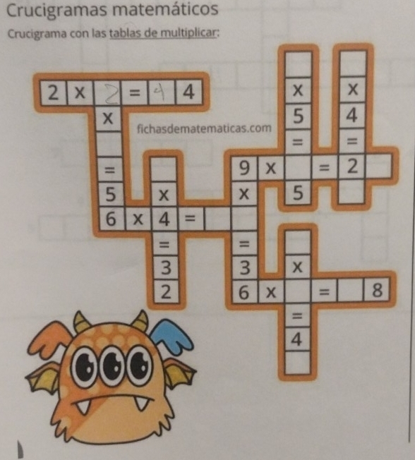 Crucigramas matemáticos
Crucigrama con las tablas de multiplicar: