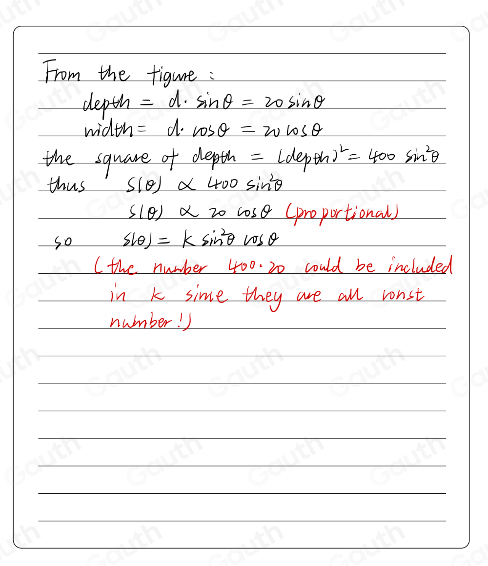 Solved: The strength of a beam is proportional to the width and the ...