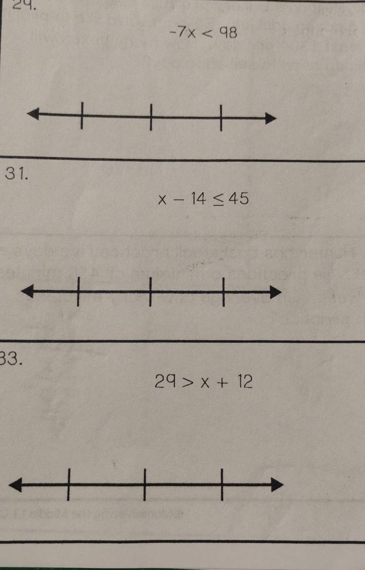 -7x<98</tex> 
31.
x-14≤ 45
33.
29>x+12