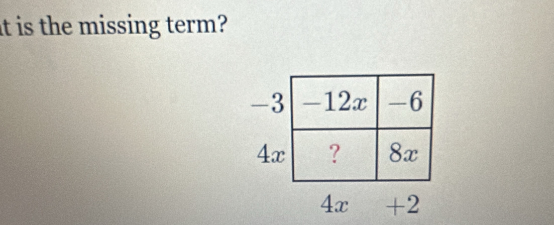 it is the missing term?
4x +2