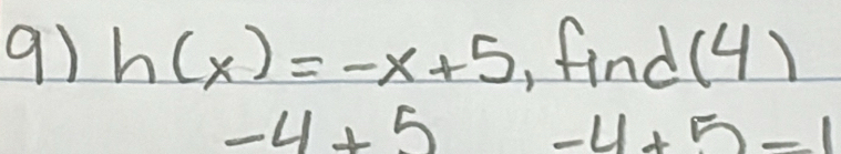 h(x)=-x+5 , find(4)
-4+5 -4+5-1