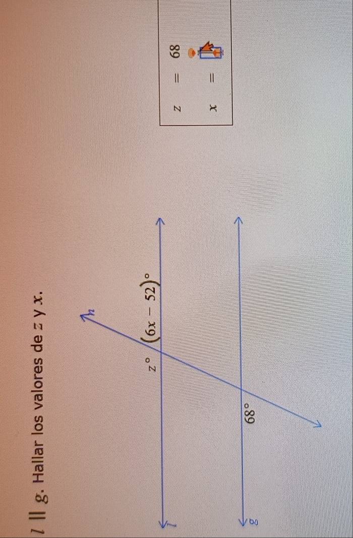 Ⅱ g. Hallar los valores de z y x.
z=68
x=  1/2 