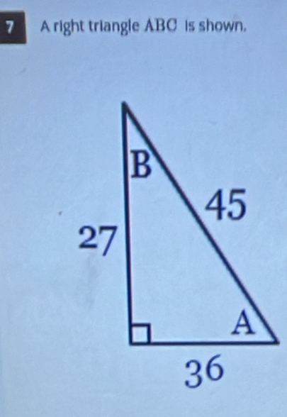 A right triangle ABC is shown.