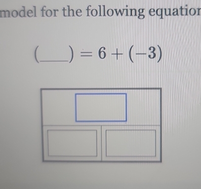 model for the following equatior 
(_ ) =6+(-3)