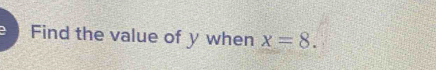 Find the value of y when x=8.