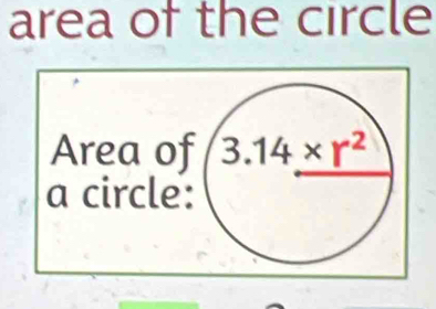 area of the circle
Area of
a circle: