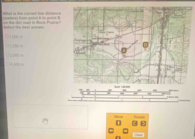 Solved: What is the curved line distance (meters) from point A to point ...