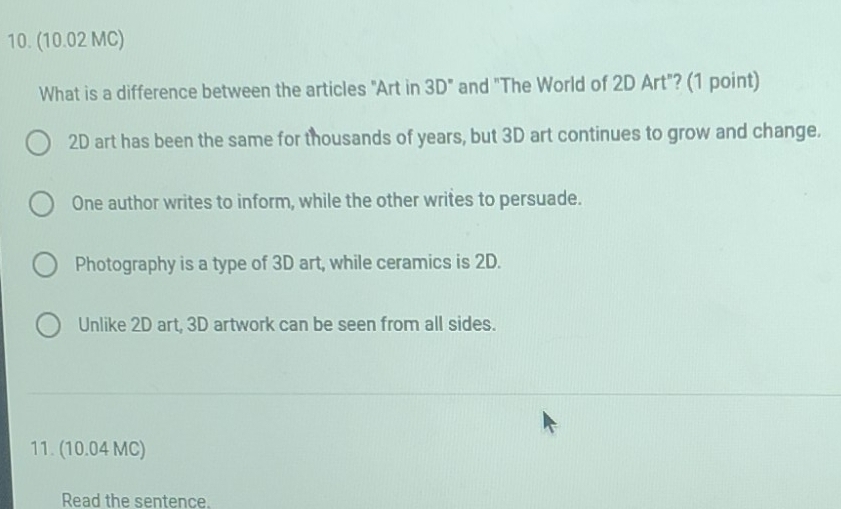 Solved: (10.02 MC) What is a difference between the articles 