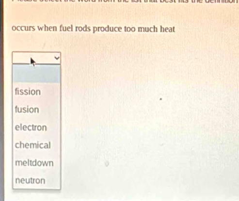 occurs when fuel rods produce too much heat