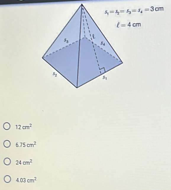 12cm^2
6.75cm^2
24cm^2
4.03cm^2