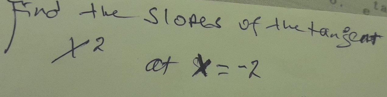 find the slopes of the tan goat
+2
x=-2