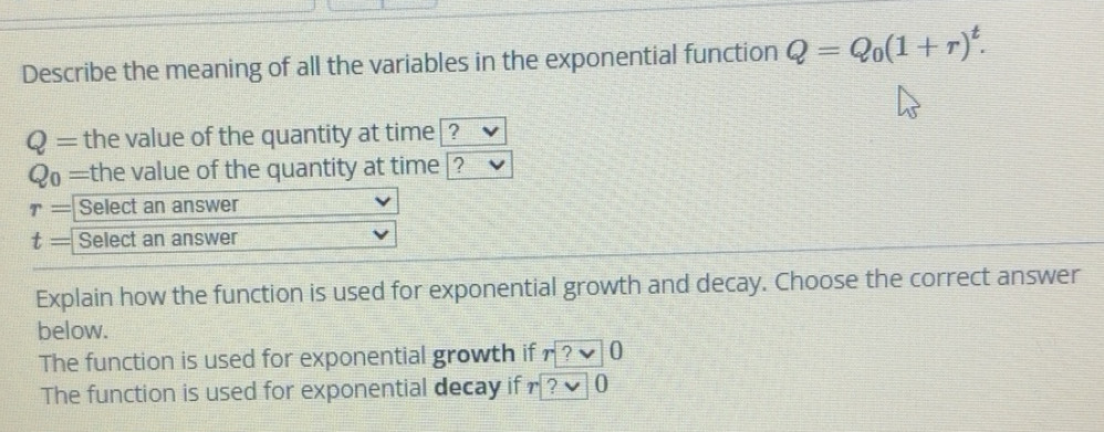 Solved: Describe the meaning of all the variables in the exponential ...
