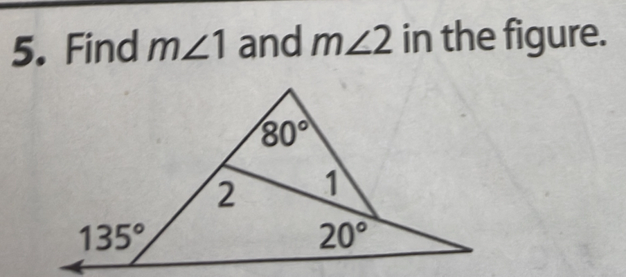 Find m∠ 1 and m∠ 2 in the figure.