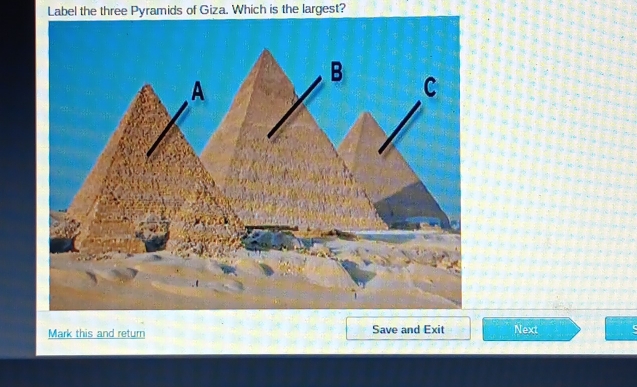 Solved: Label the three Pyramids of Giza. Which is the largest? Mark ...