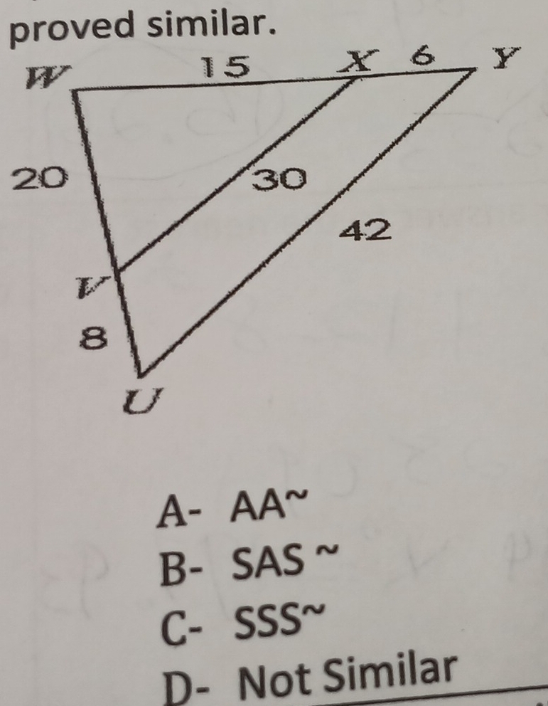 A- AA^(sim)
B- SASsim
C- SSSsim
D- Not Similar