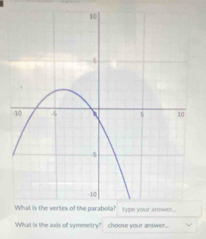 What is the axis of symmetry? choose your answer...