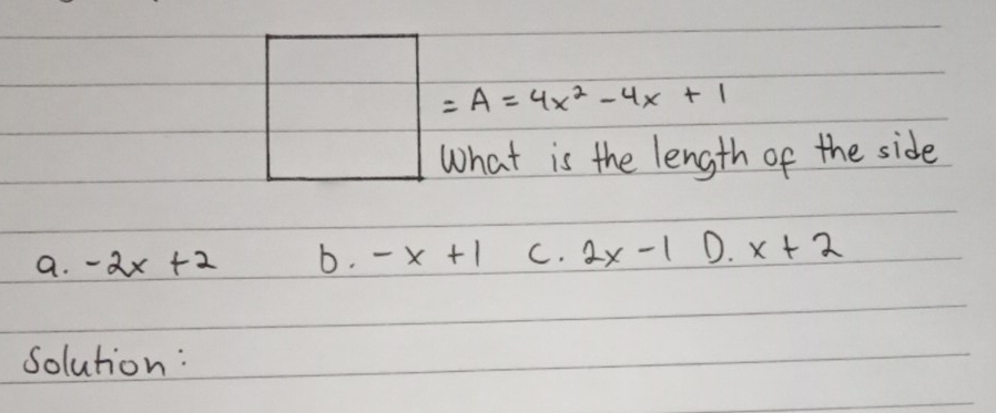 a. -2x+2 b. -x+1 C. 2x-1 D. x+2
Solution: