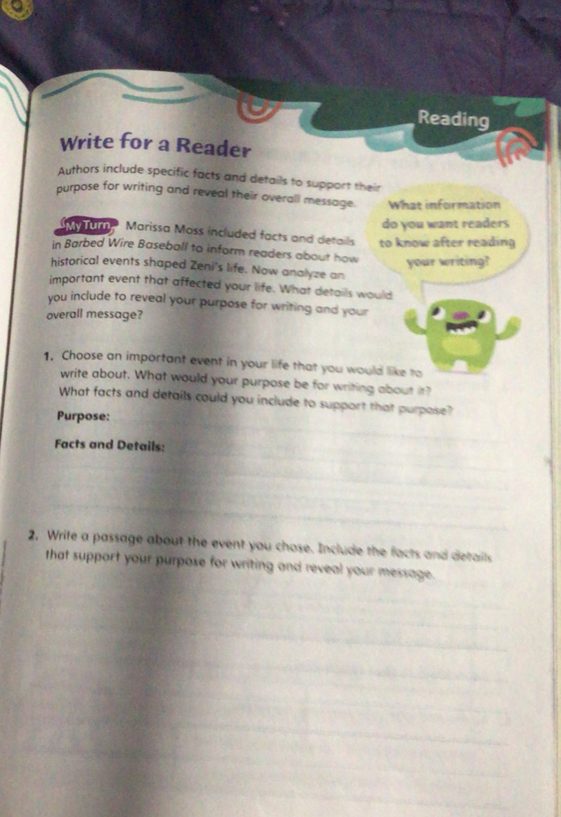 Solved Reading Write for a Reader Authors include specific facts and