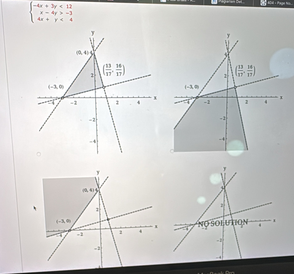 beginarrayl -4x+3y<12 x-4y>-3 4x+y<4endarray.
Plagiarism Det 404 - Page No....