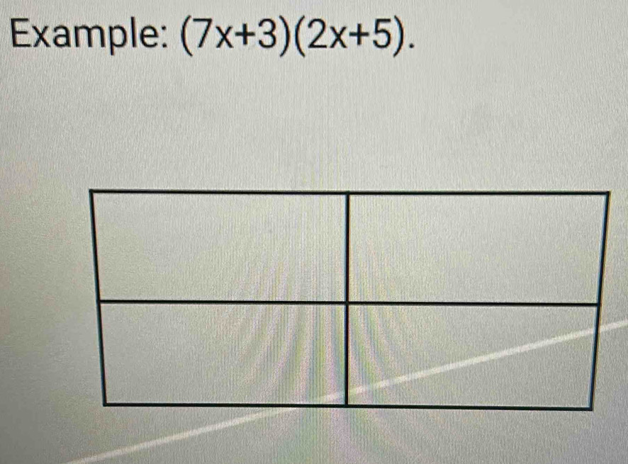 Example: (7x+3)(2x+5).