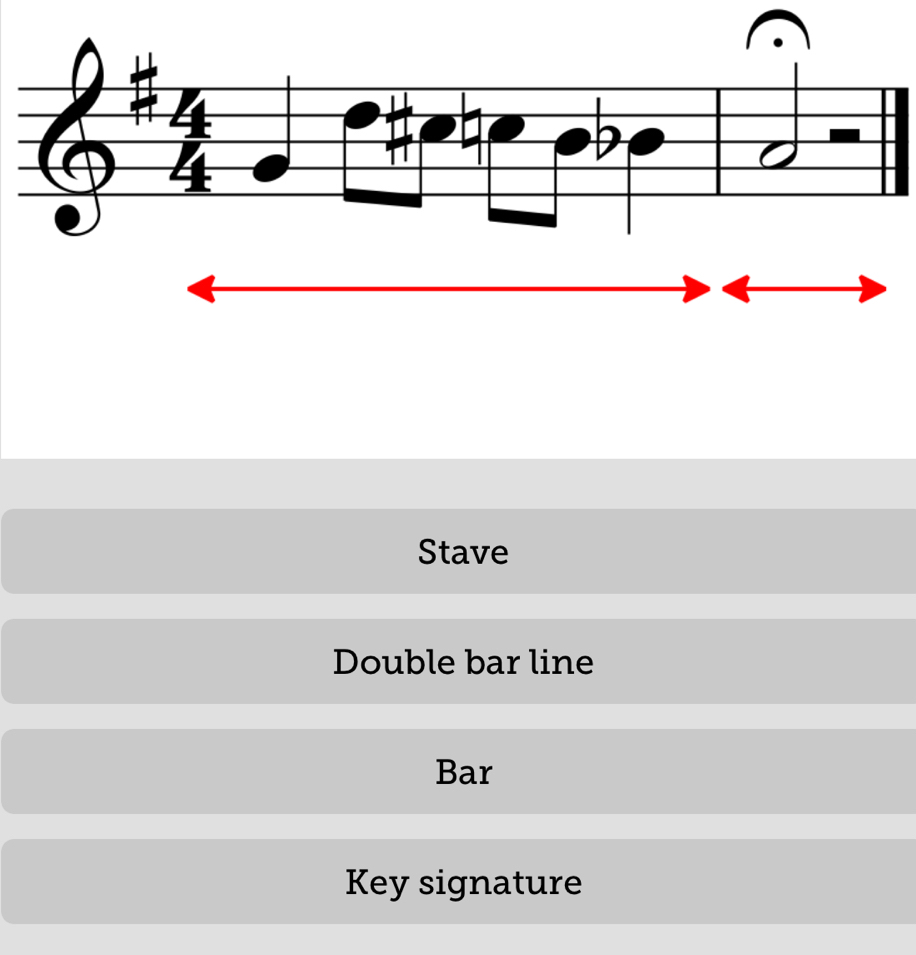 Stave
Double bar line
Bar
Key signature