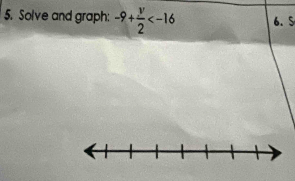 Solve and graph: -9+ v/2 
6. S