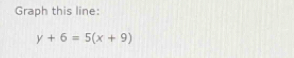 Graph this line:
y+6=5(x+9)