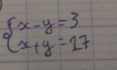 beginarrayl x-y=3 x+y=17endarray.